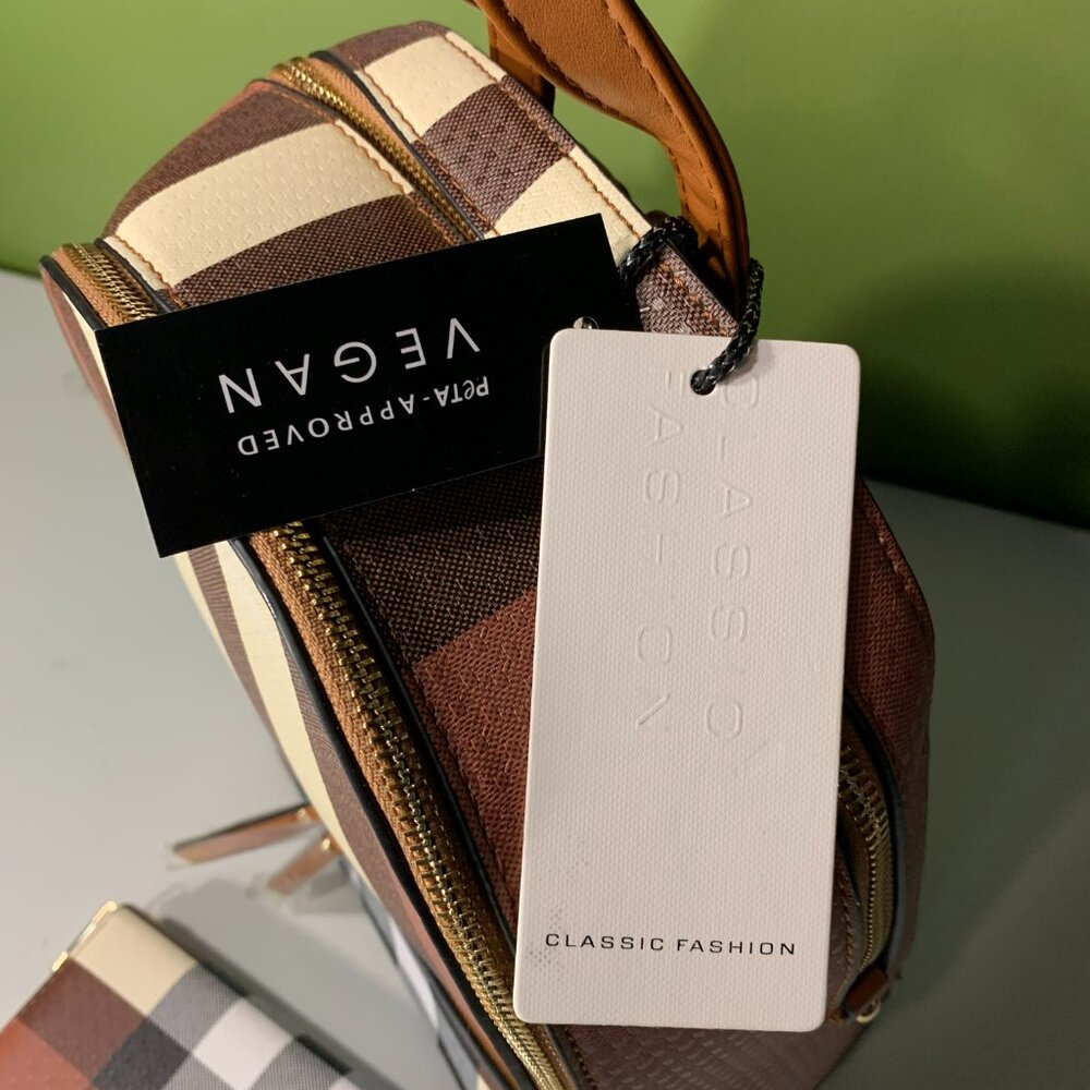 Classic Fashion Plaid Backpack & Wallet NWT - Picture 2 of 6